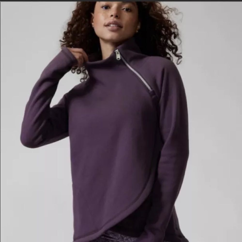 ATHLETA Cozy Karma Asym Pullover Deep Crocus Violet‎ Sweatshirt, S